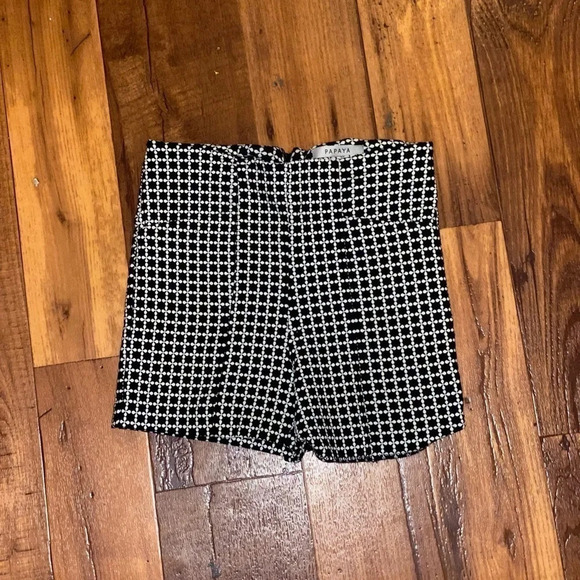 Papaya Women Black & White dress Plaid shorts size S - Picture 1 of 8